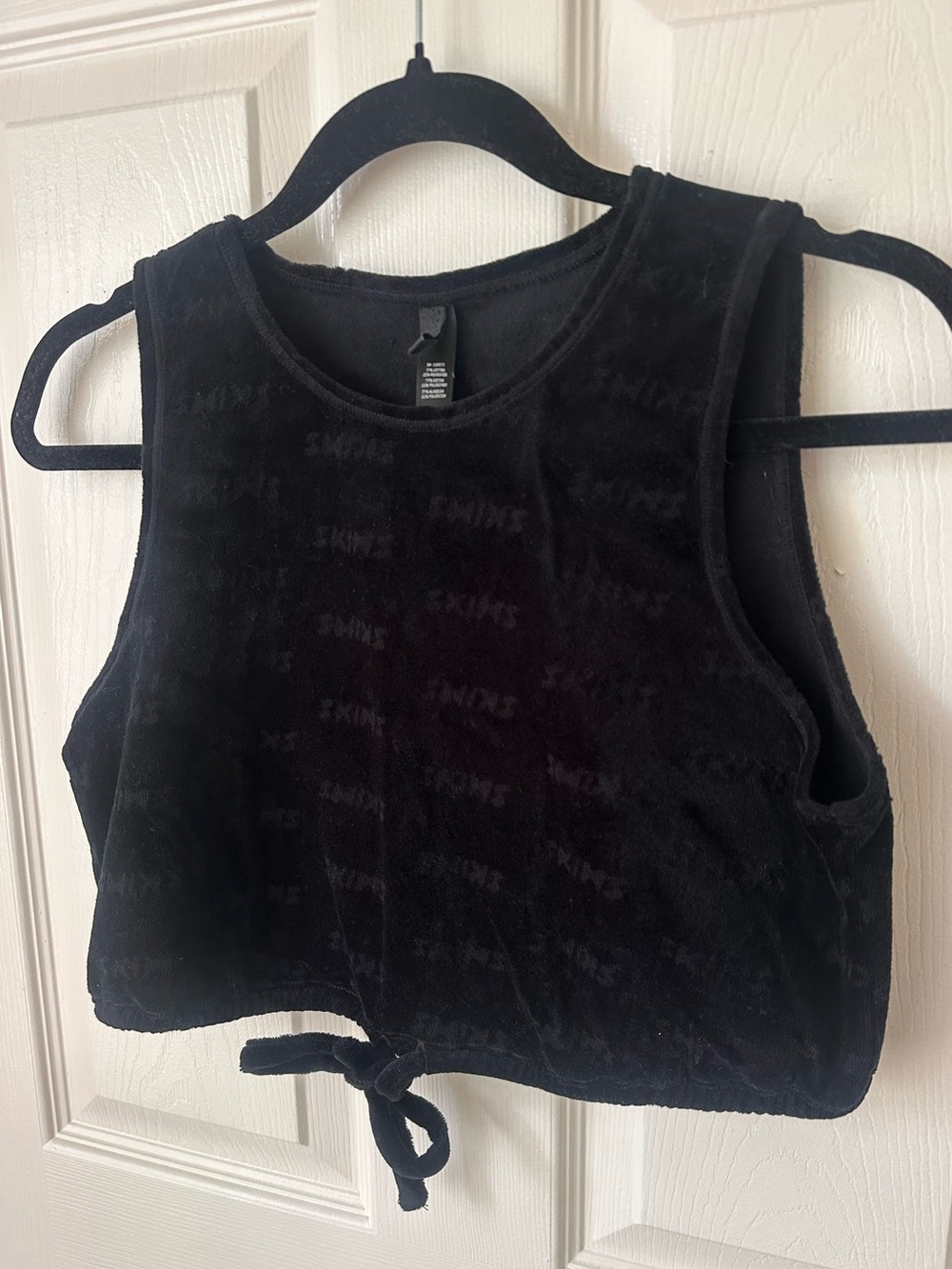 Skims Black Velvet/ Velour Crop Top